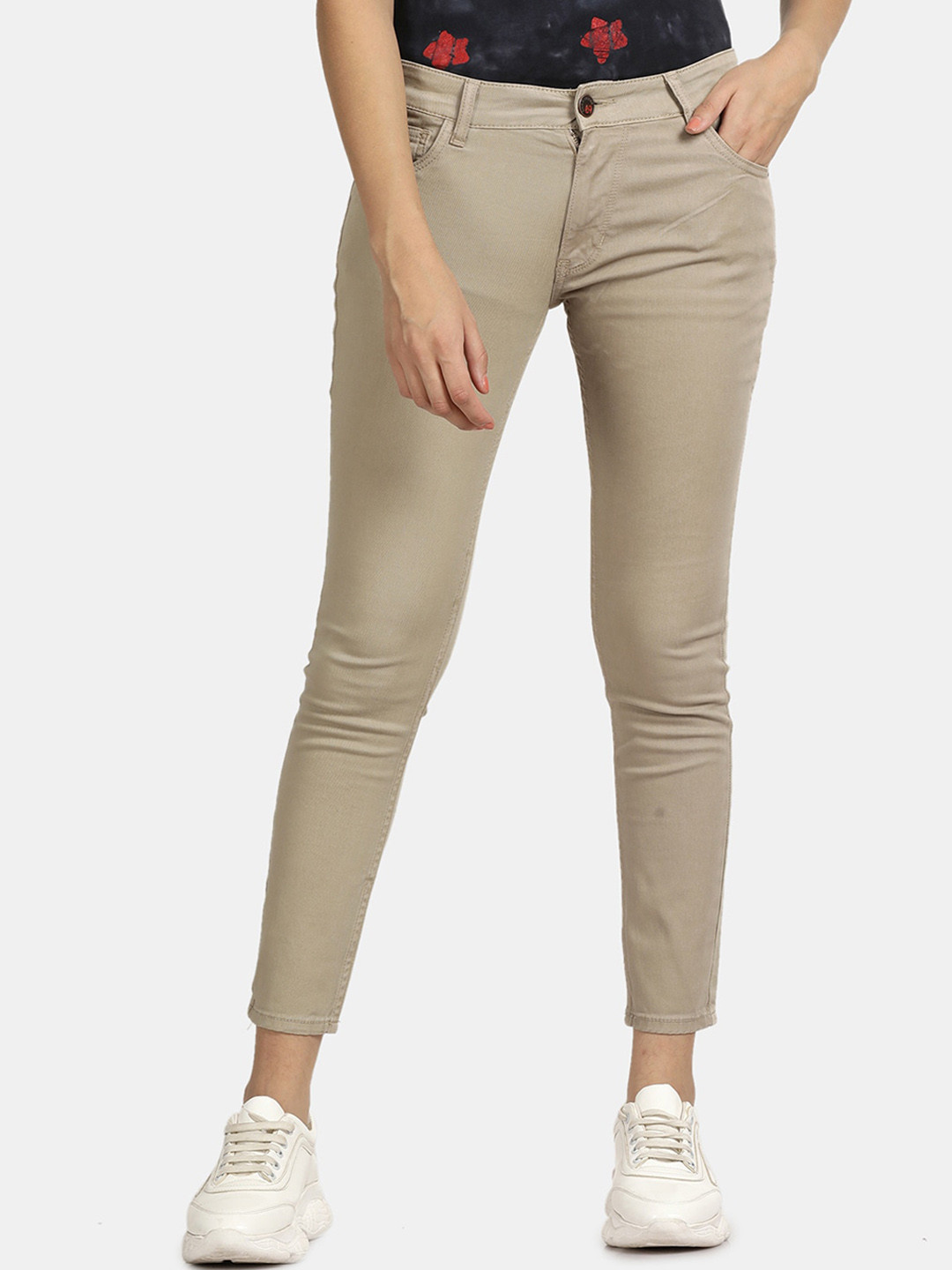 

Llak Jeans Women Skinny Fit Mid Rise Stretchable Jeans, Beige