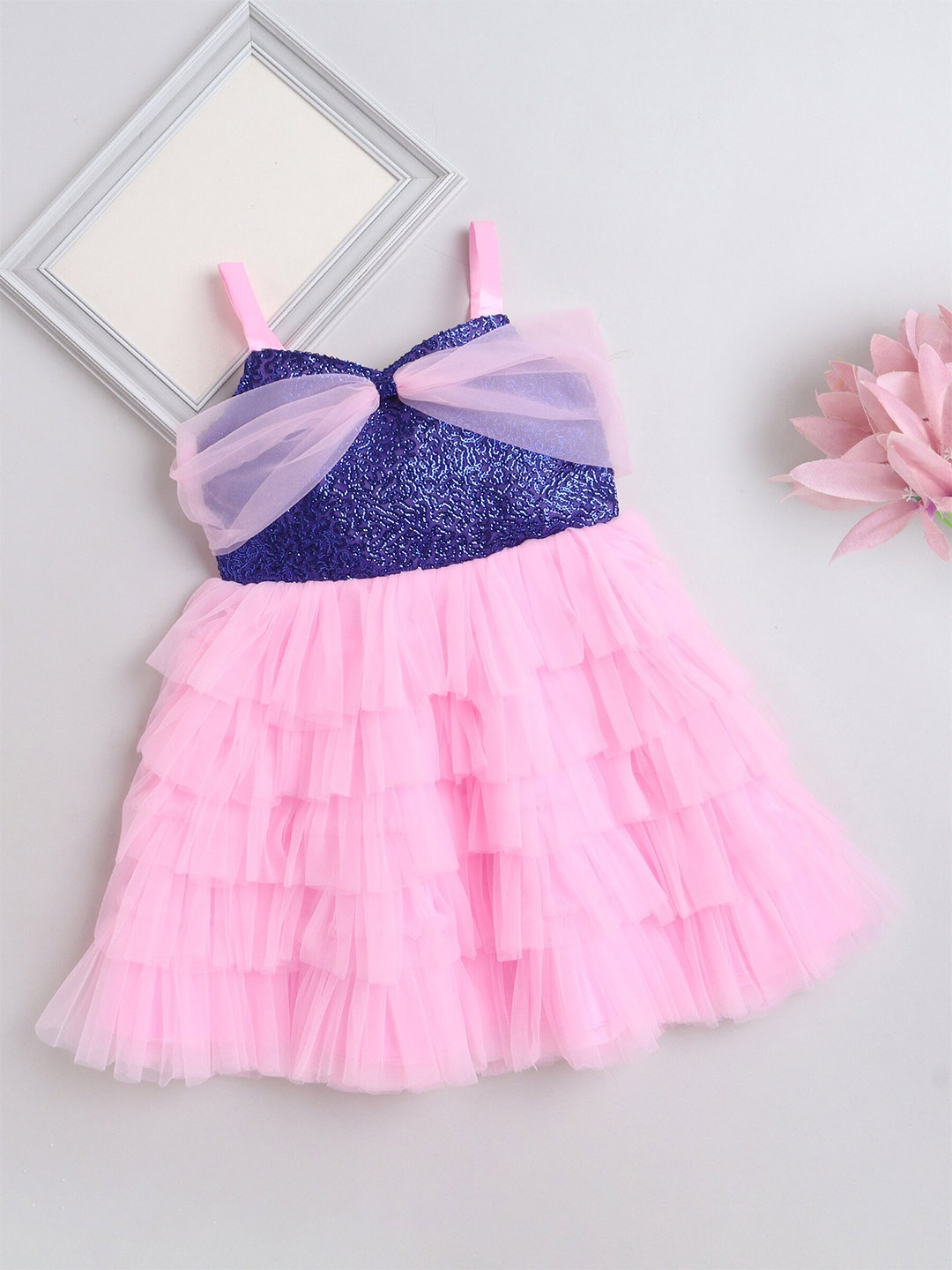 

The Magic Wand Girls Halter Neck Fit & Flare Dress, Pink