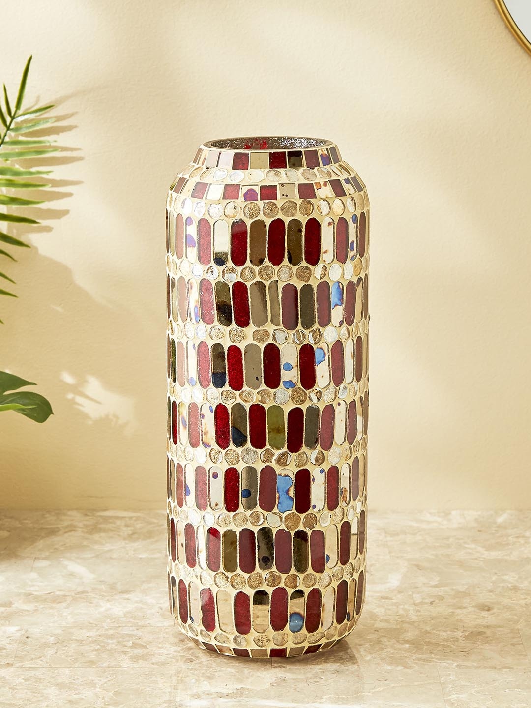 

Home Centre Gold-Toned Mabel Decor Mosaic Glass Vase