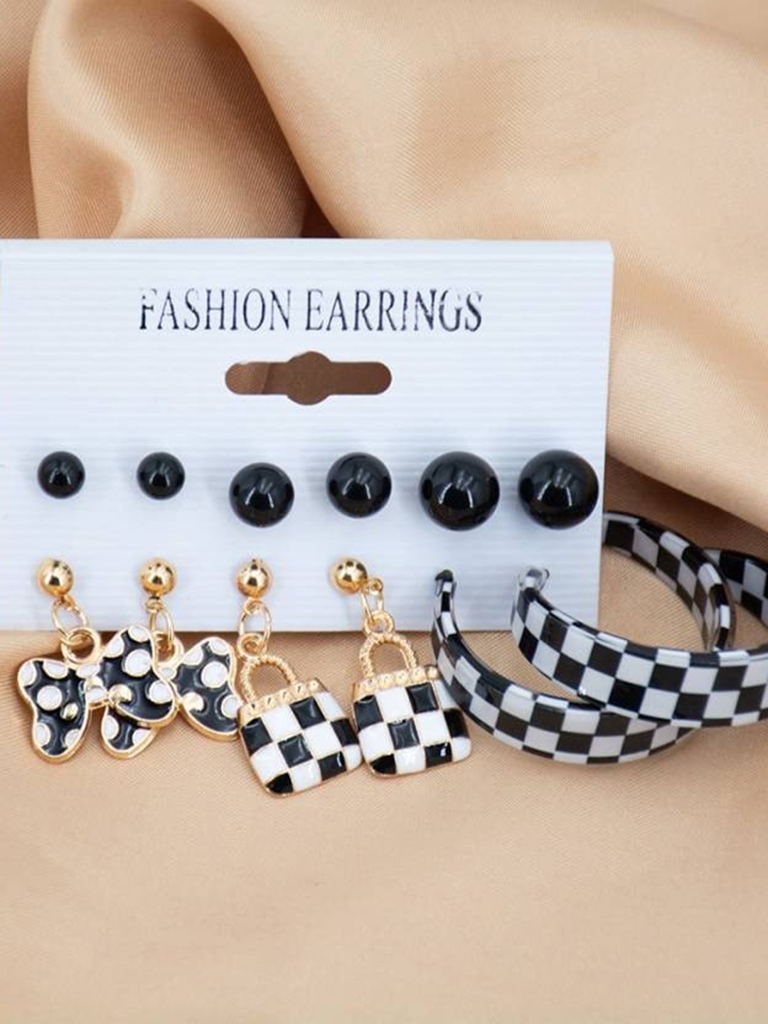 

VIEN Set Of 6 Gold-Plated Contemporary Earrings