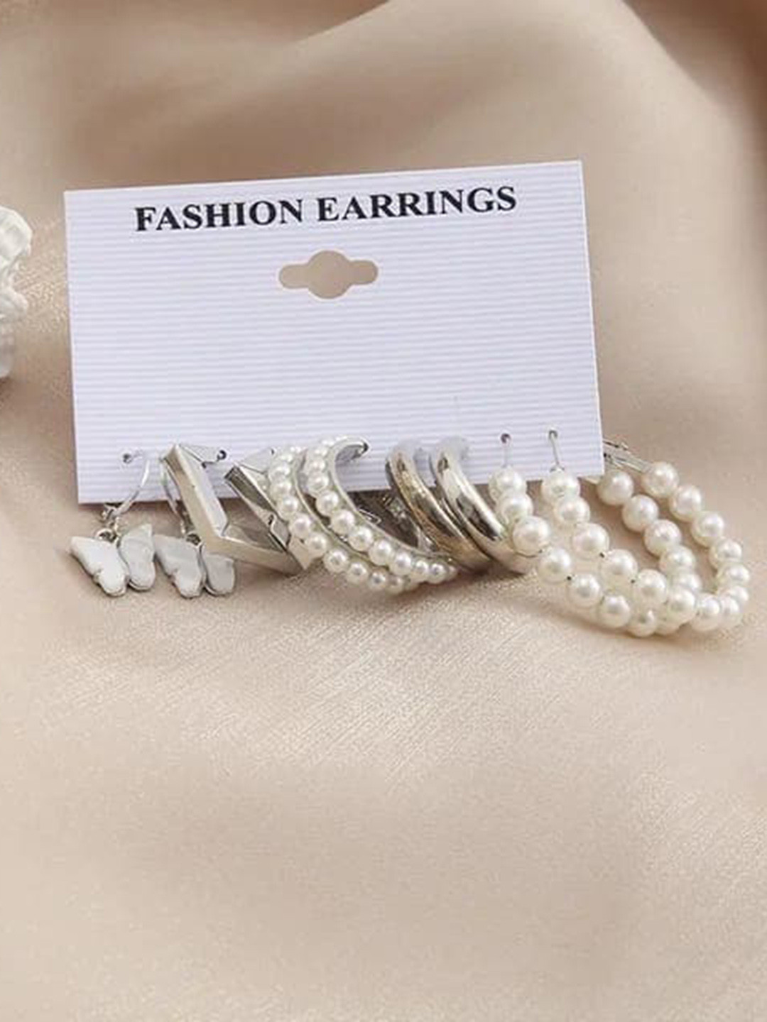 

VIEN Pack of 5 Silver-Plated Contemporary Drop Earrings
