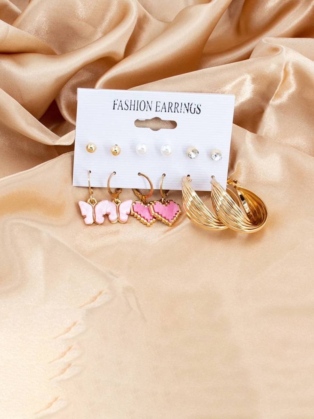 

VIEN 6Pcs Gold-Plated Contemporary Earrings