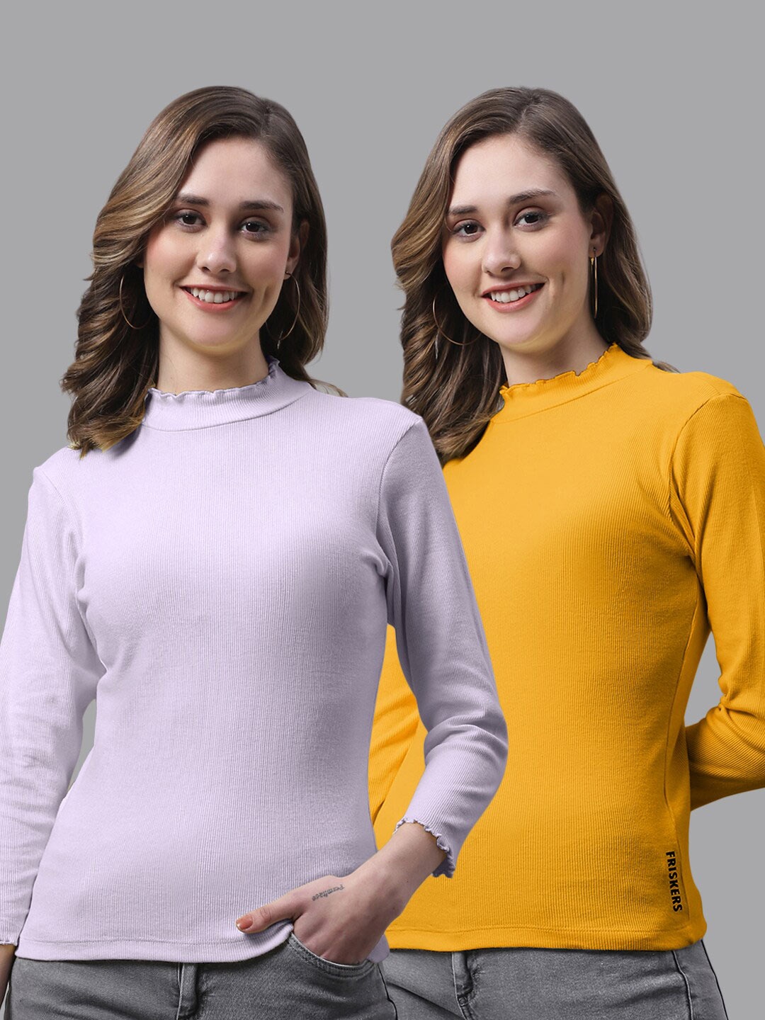 

FBAR Pack Of 2 Ribbed Fitted Cotton Top, Purple
