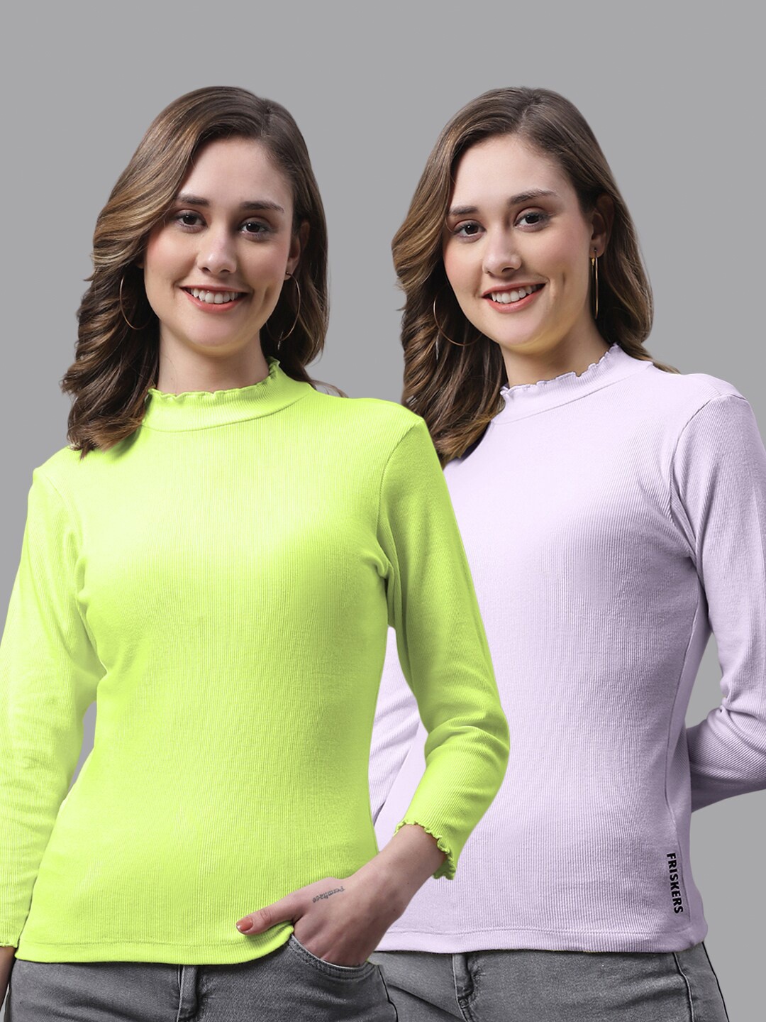 

FBAR Pack Of 2 Ribbed Fitted Cotton Top, Green
