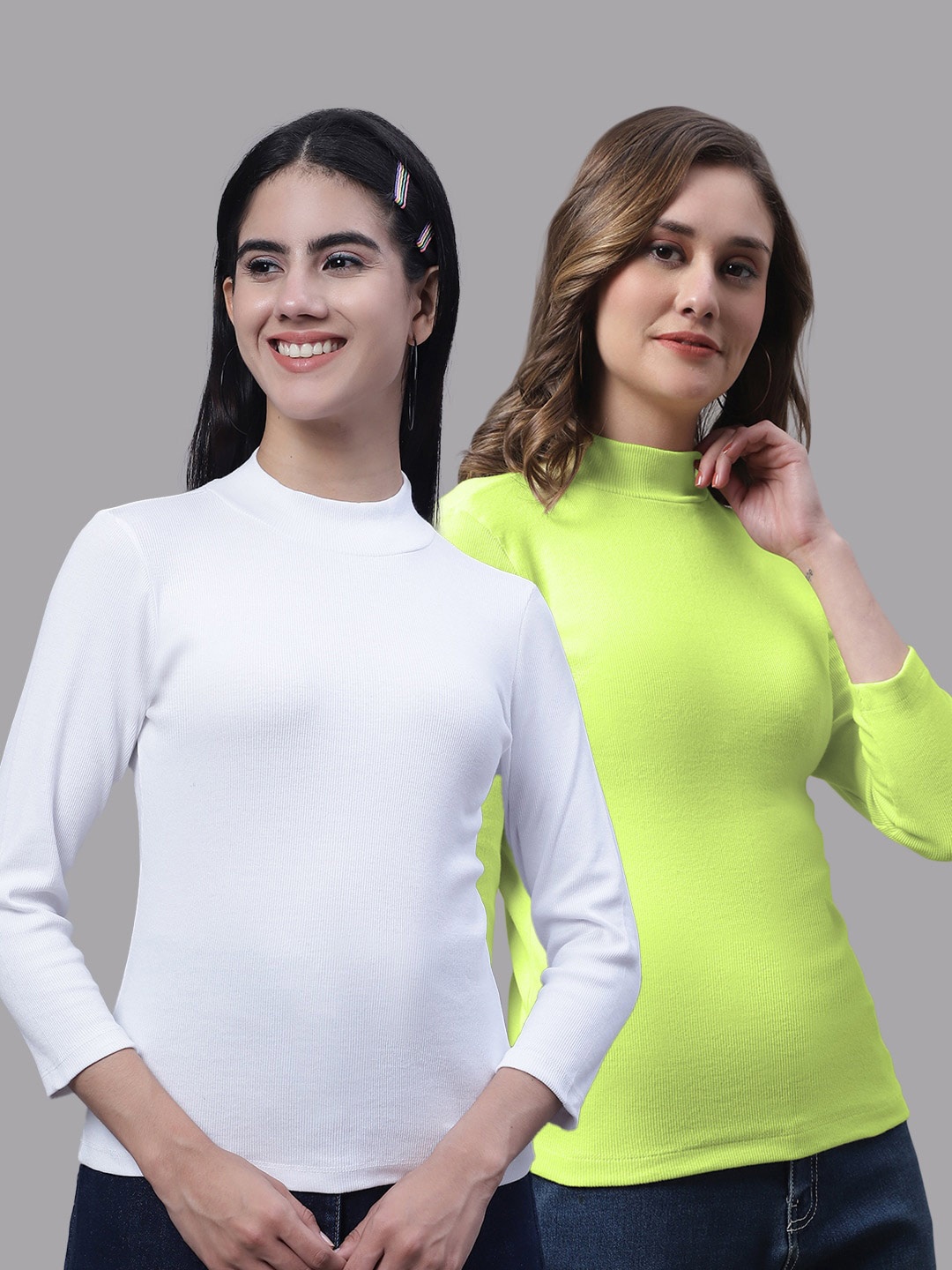 

FBAR Pack Of 2 Ribbed Fitted Cotton Top, White