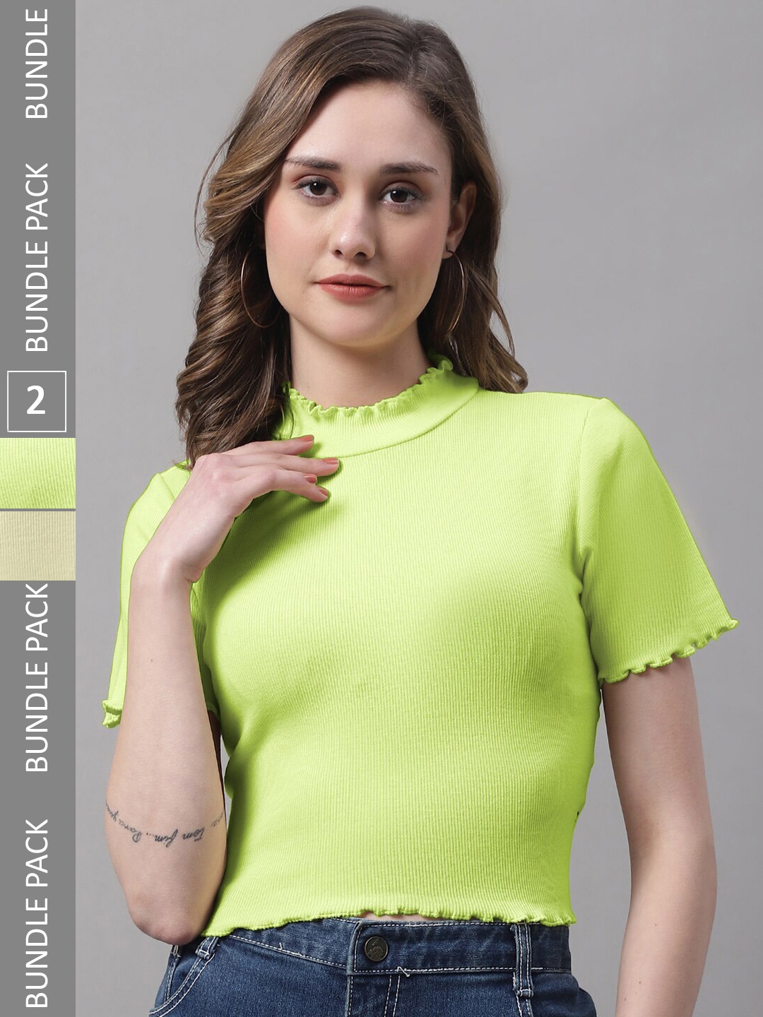 

FBAR Pack of 2 Fitted Cotton Top, Yellow