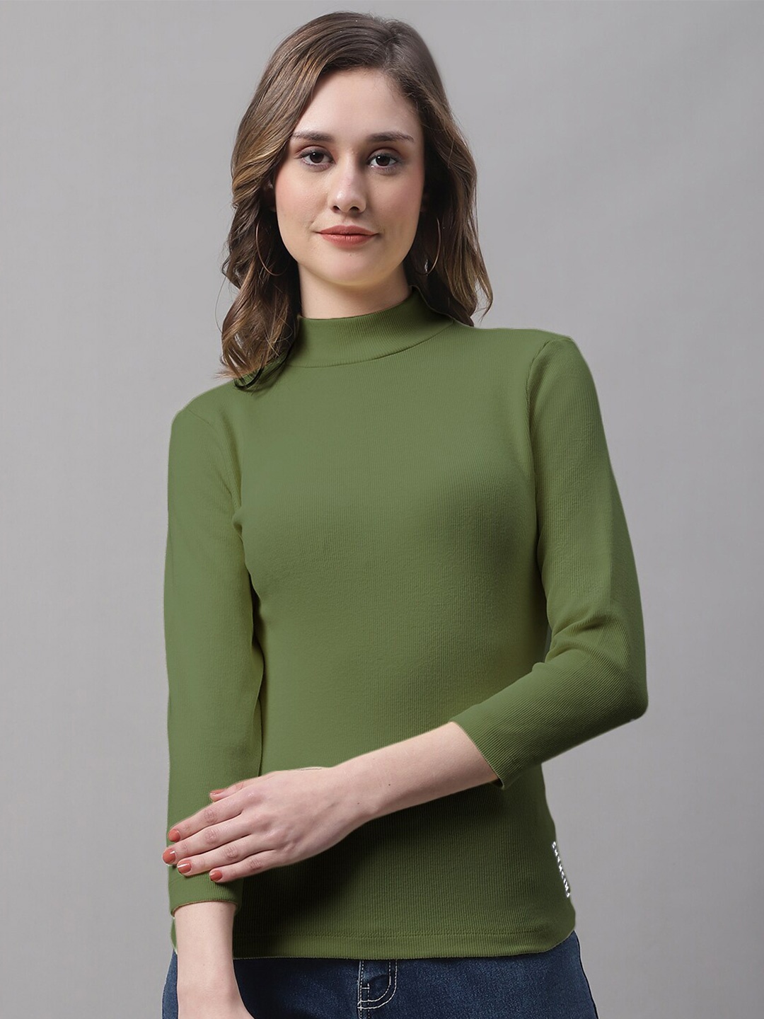 

FBAR Navy High Neck Cotton Fitted Top, Navy blue