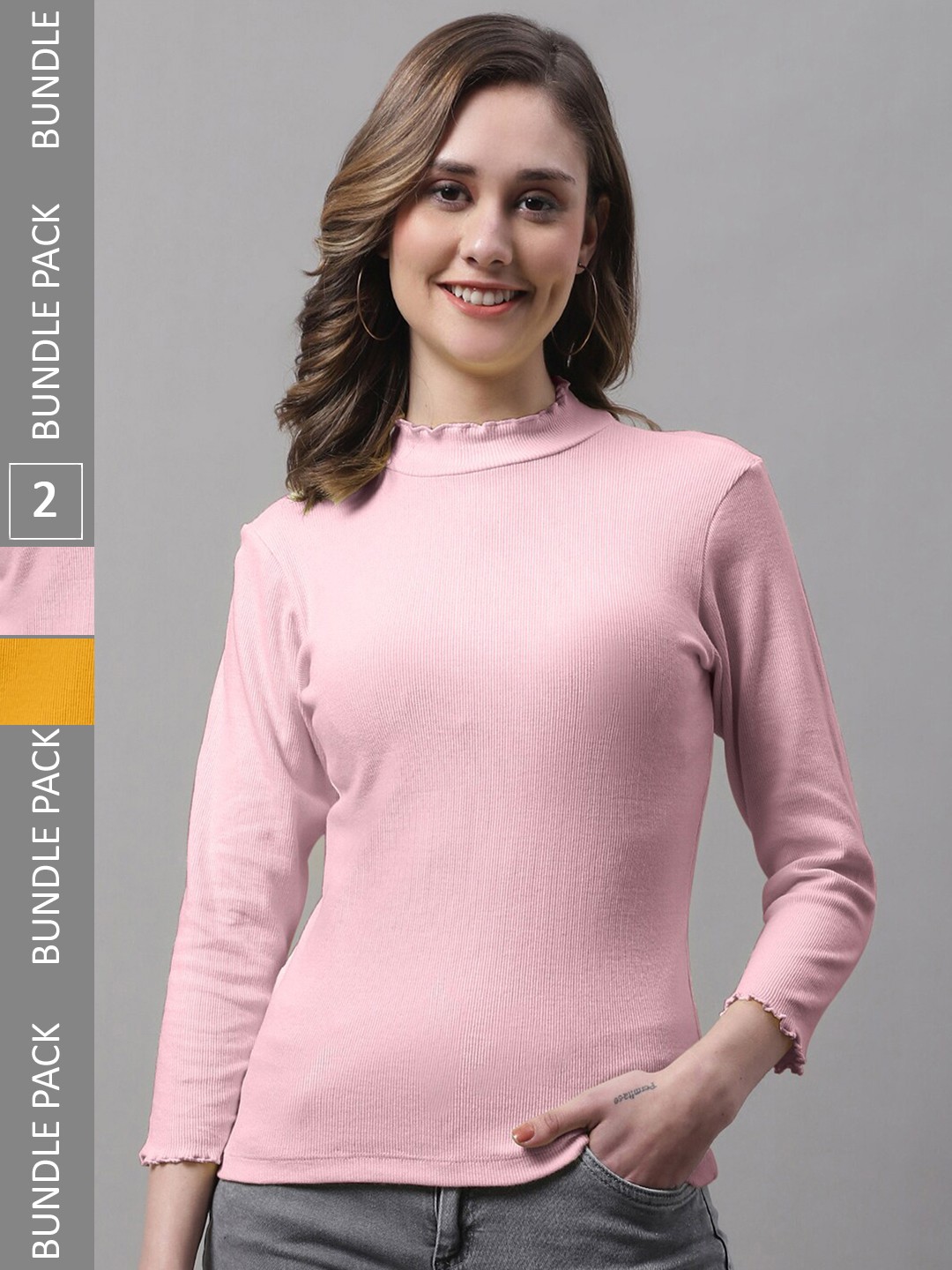 

FBAR Pack Of 2 Cotton Ribbed Top, Gold