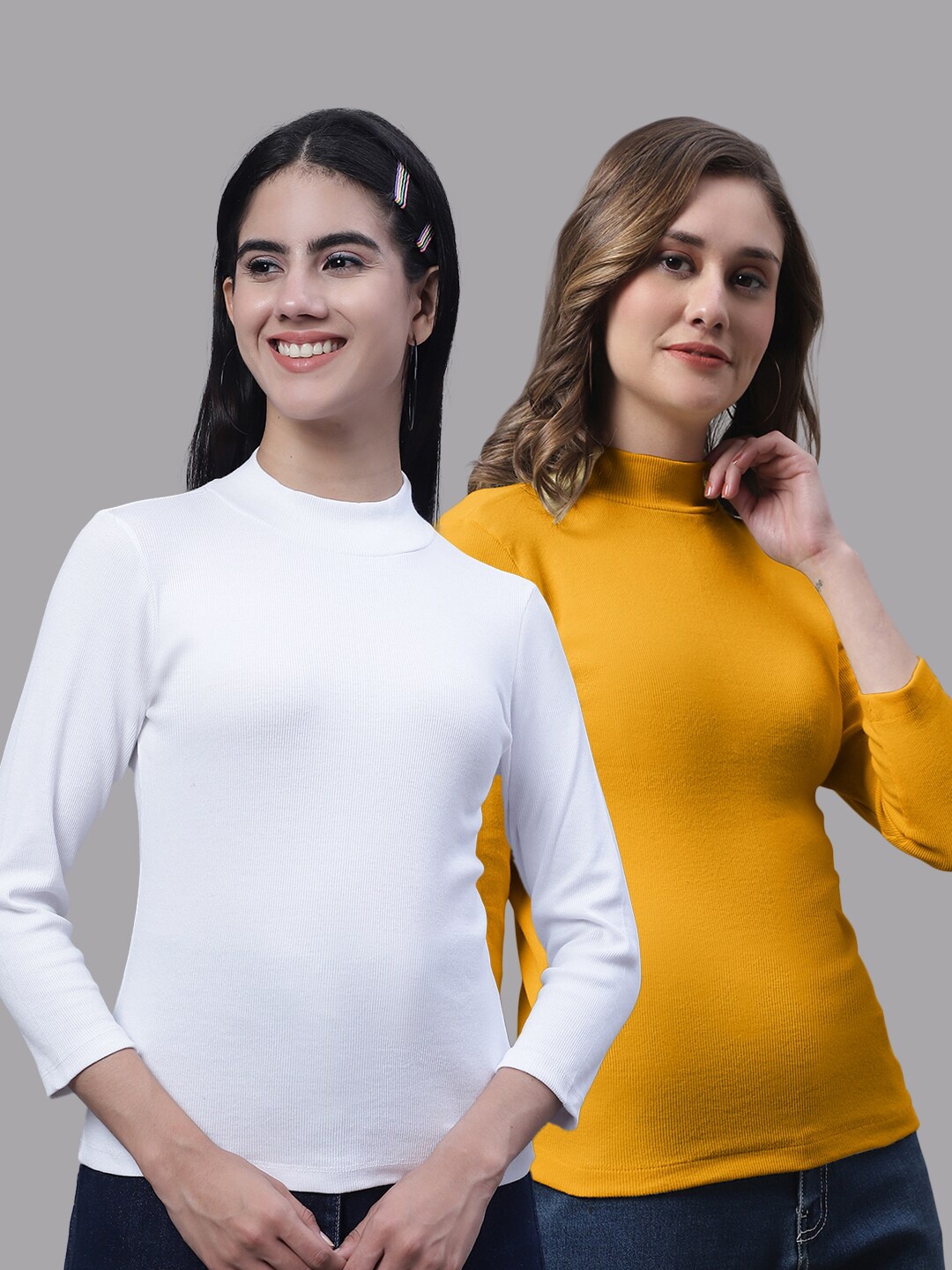 

FBAR Pack of 2 Ribbed Cotton Fitted Tops, White
