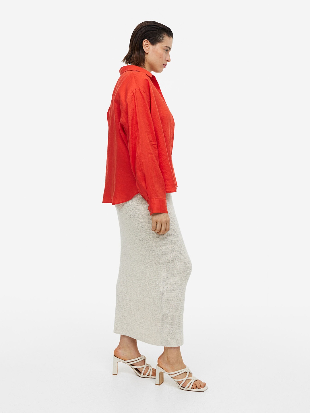 

H&M Women Linen Shirt, Red