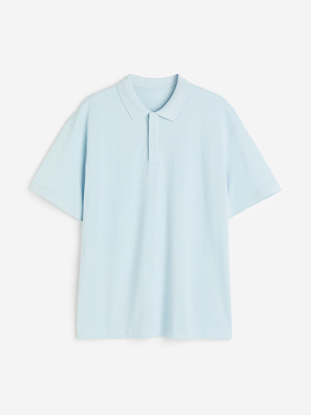 

H&M Men Relaxed Fit Piqu Pure Cotton Polo Shirt, Blue