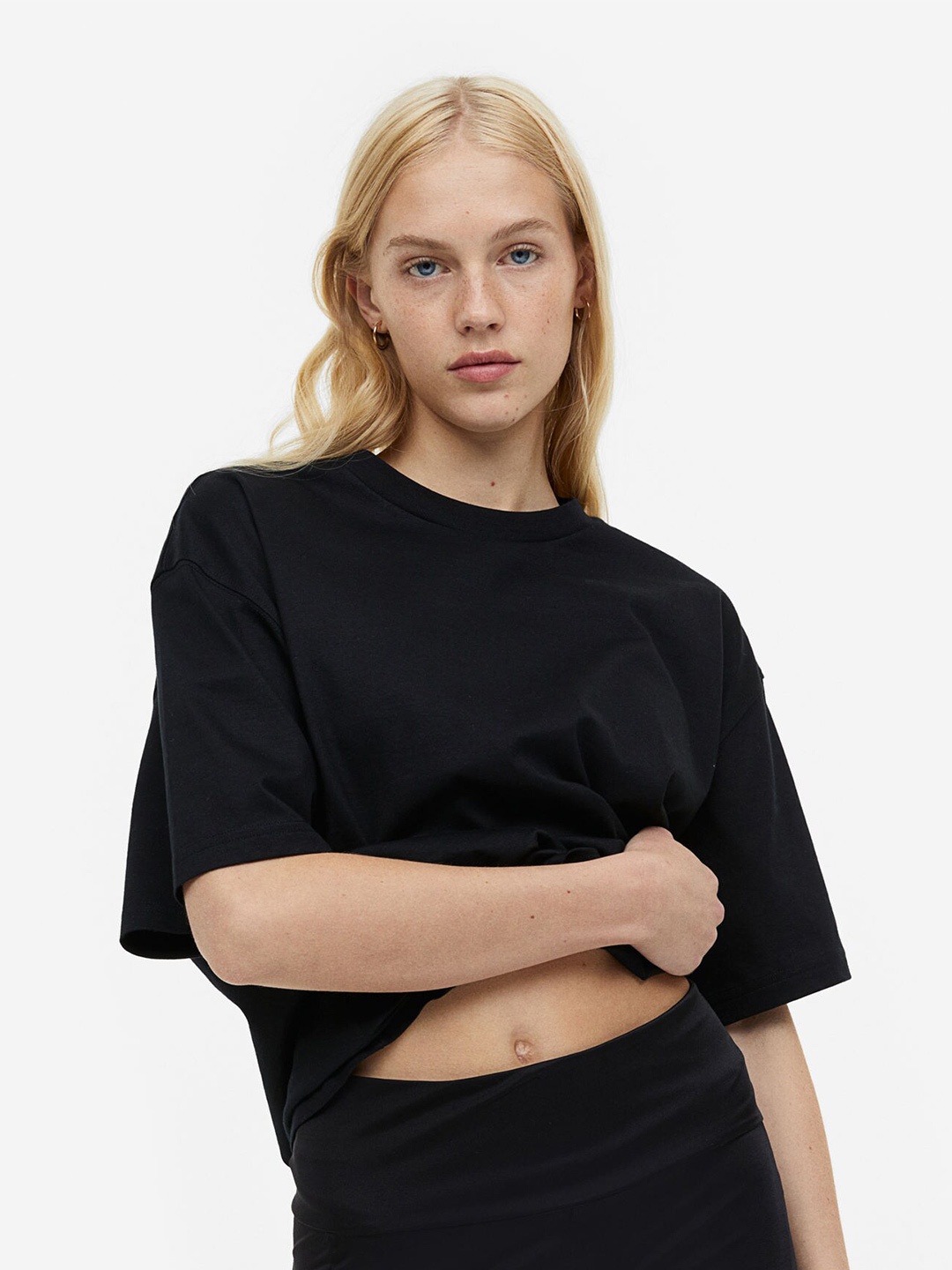 

H&M Women Boxy T-shirt, Black