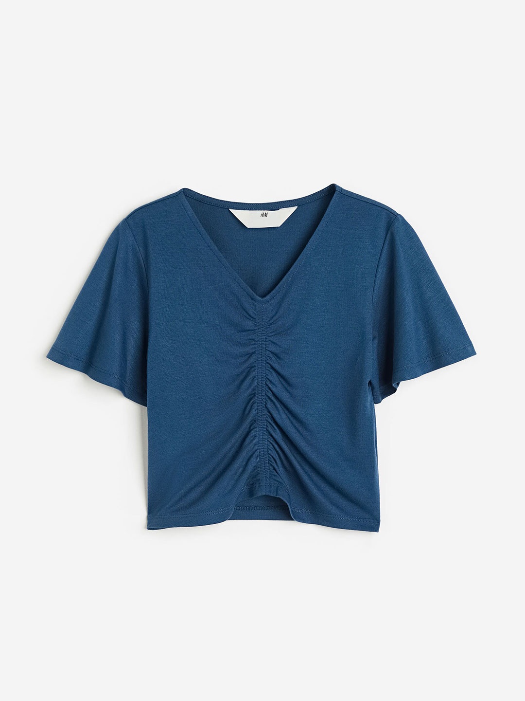 

H&M Girls Ruched Jersey T-Shirt, Blue