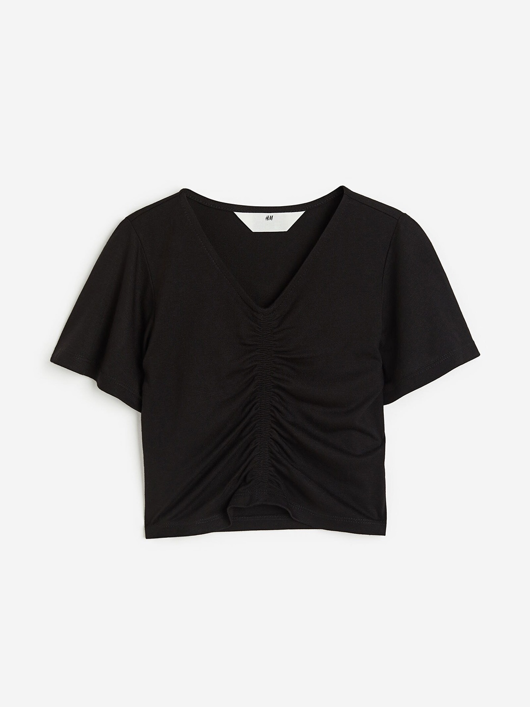 

H&M Girls Ruched Jersey T-shirt, Black
