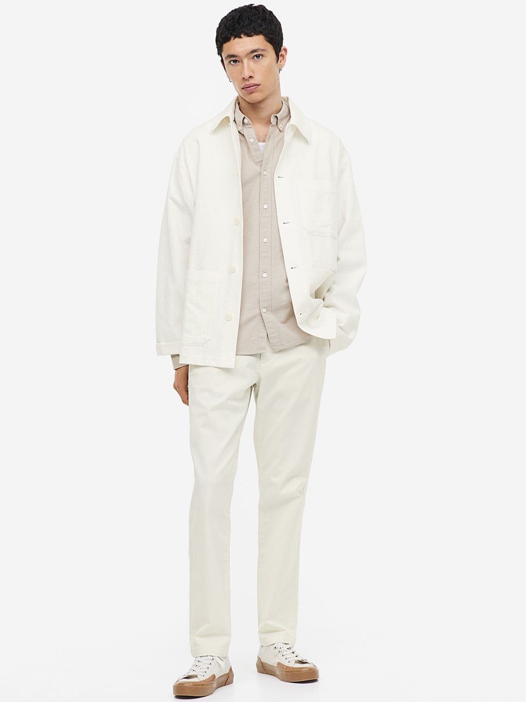 

H&M Men Slim Fit Cotton chinos, White