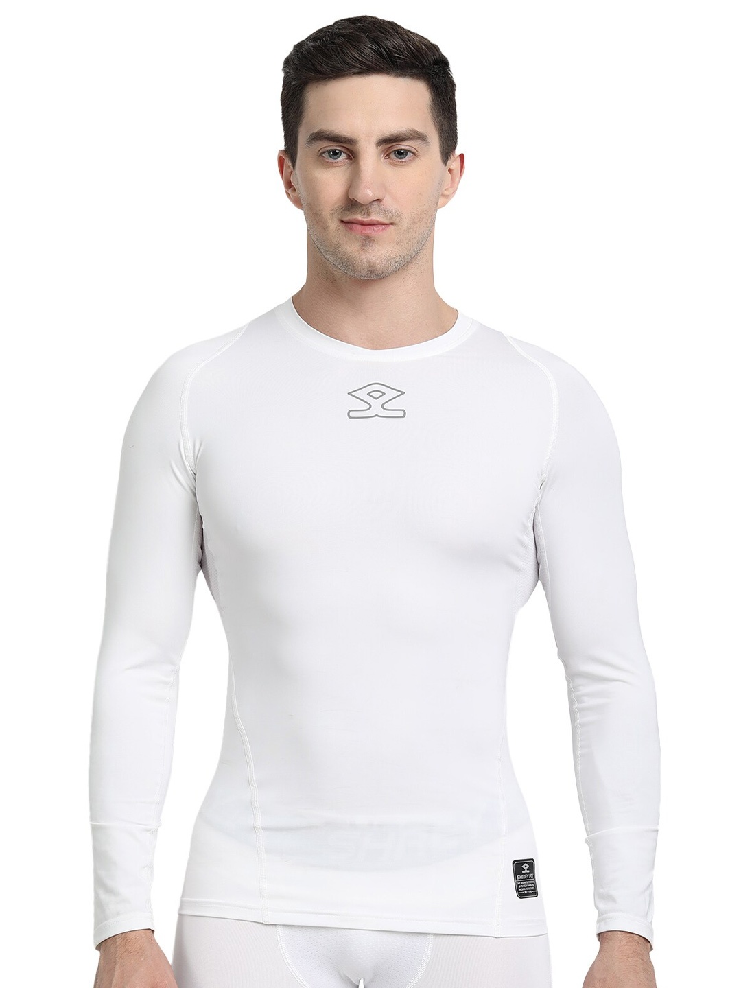 

Shrey Long Sleeves Slim Fit Sports T-shirt, White