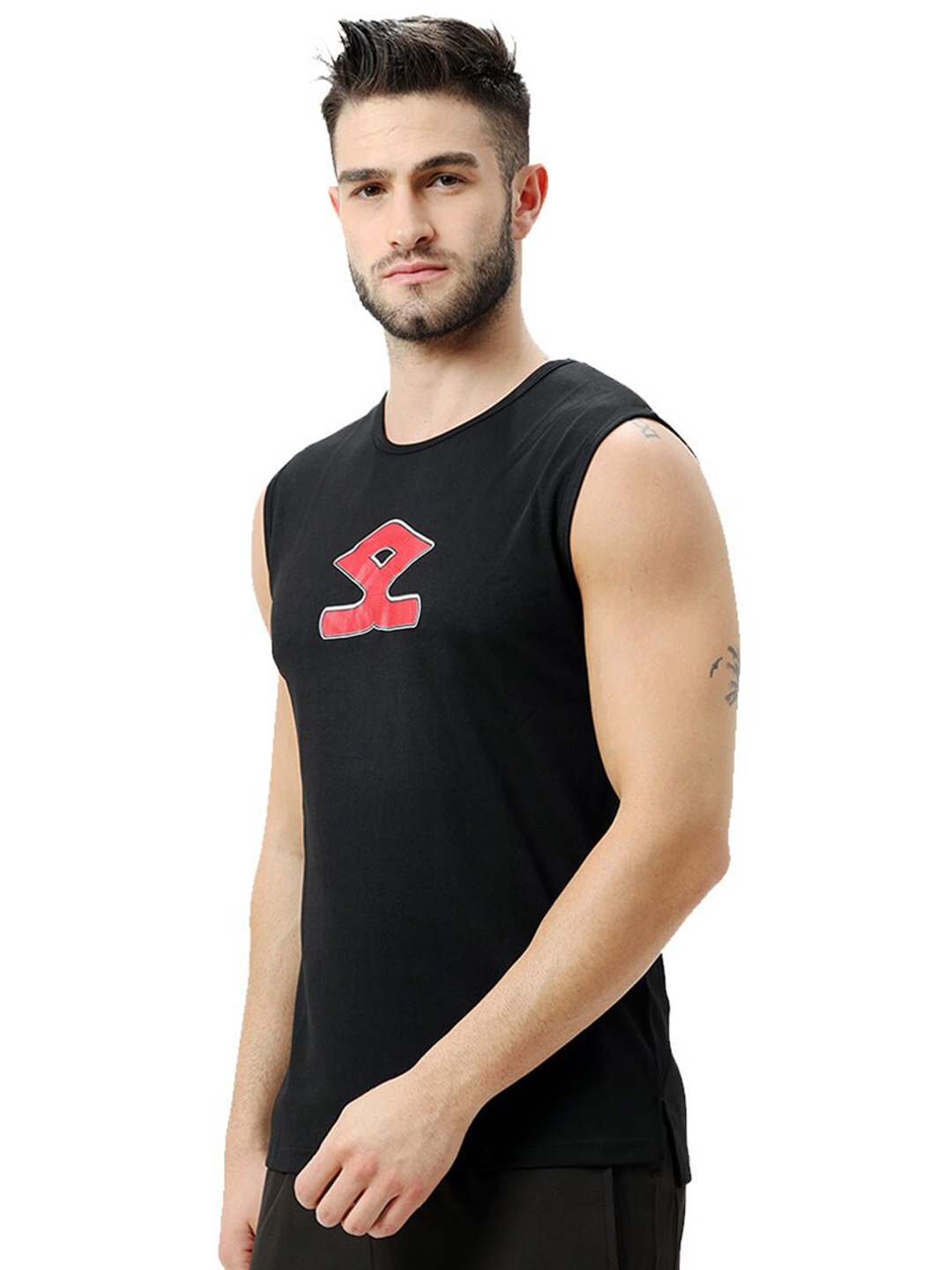

Shrey Round Neck Sleeveless Sports T-Shirt, Black