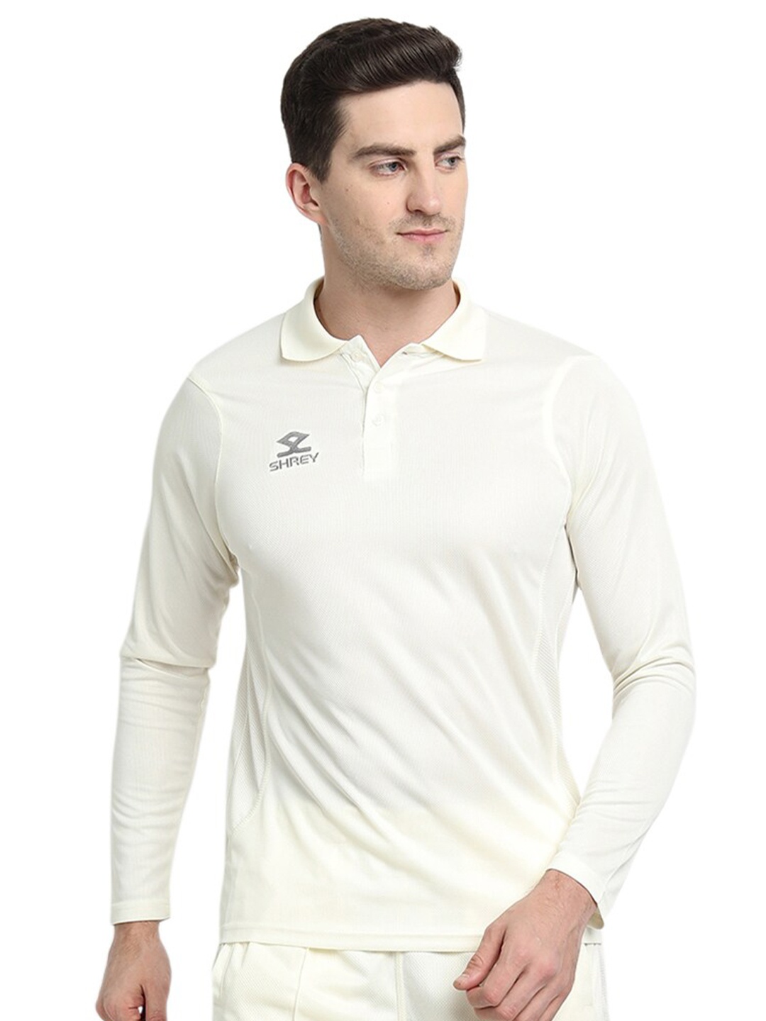 

Shrey Polo Collar Long Sleeves Sports T-shirt, Off white