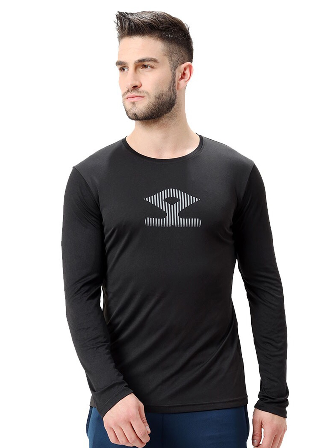 

Shrey Round Neck Long Sleeves Sports T-Shirt, Black
