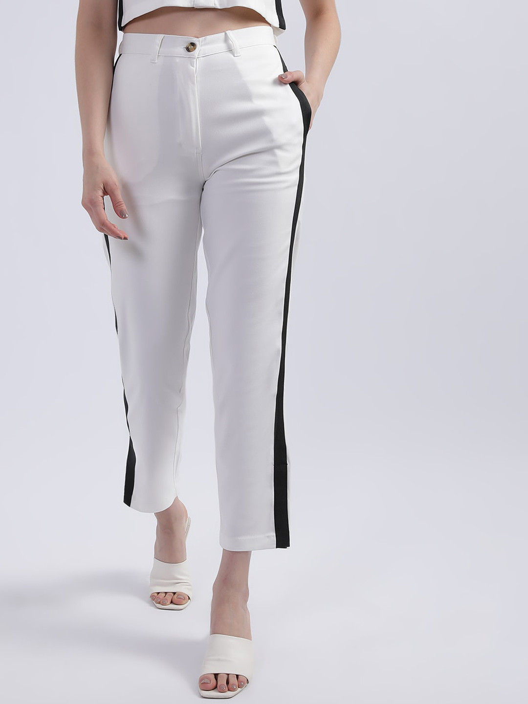 

CENTRESTAGE Women High-Rise Parallel Trousers, Off white