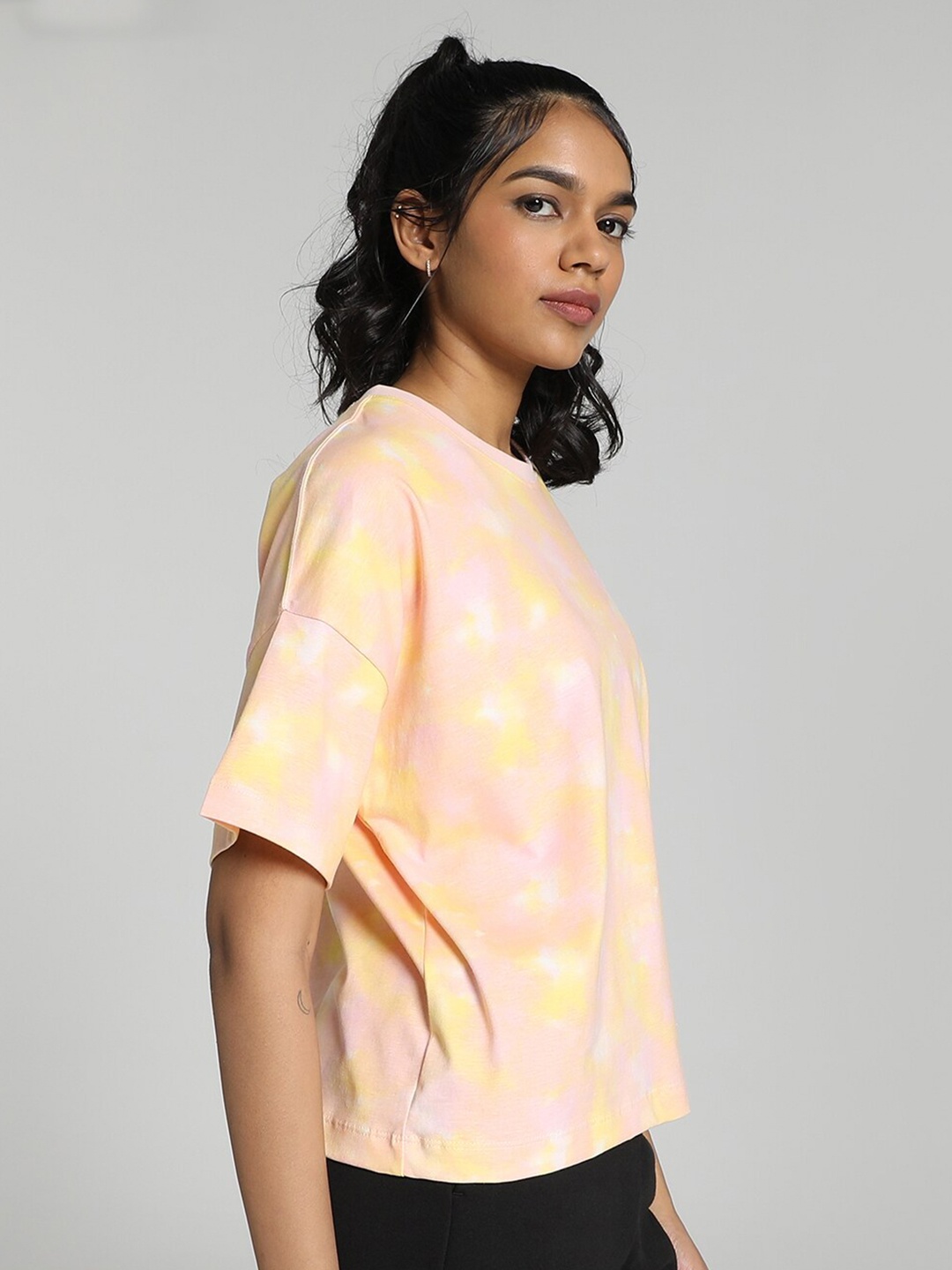 

Puma Women Digital Printed Relaxed Fit Cotton T-Shirt, Pink