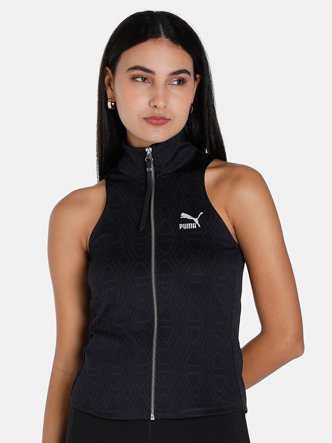 

Puma Luxe Sport T7 Knitted High Neck Slim Fit Sustainable Top, Black