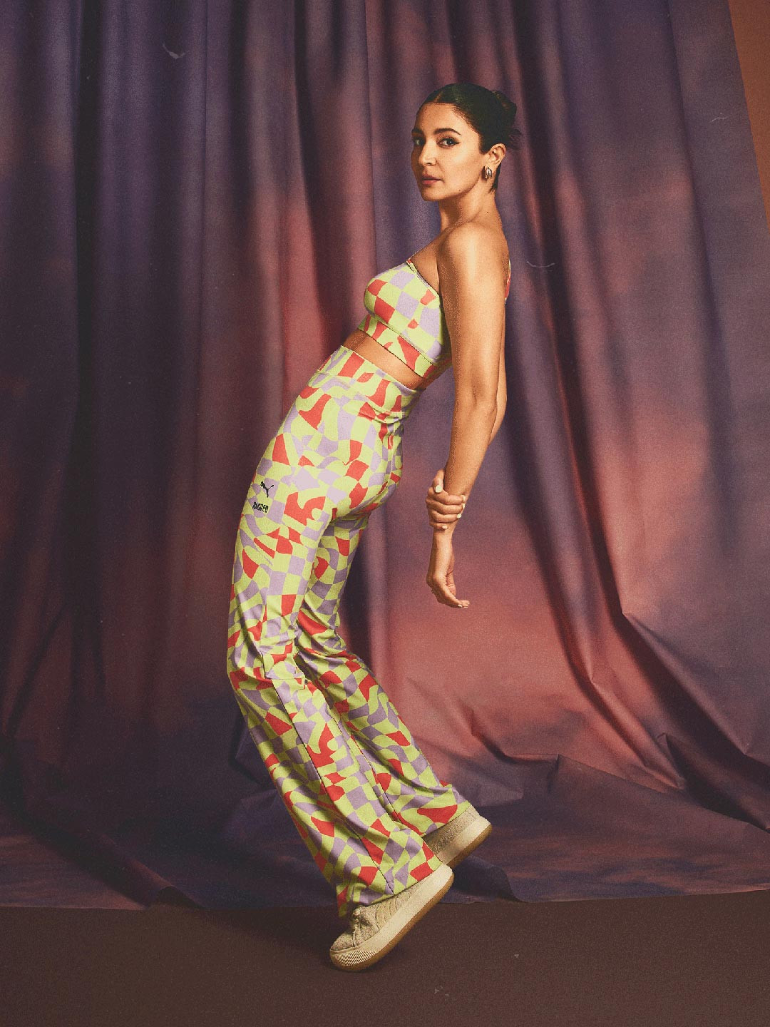 

PUMA Women X The Ragged Priest All Over Printed Flared Sustainable Trackpants, Lime green