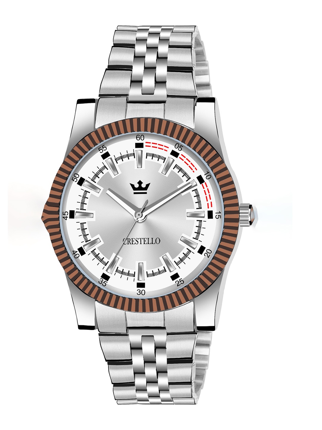 

CRESTELLO Men Dial & Stainless Steel Bracelet Style Straps Analogue Watch CR-G021-SLV-CH, Silver