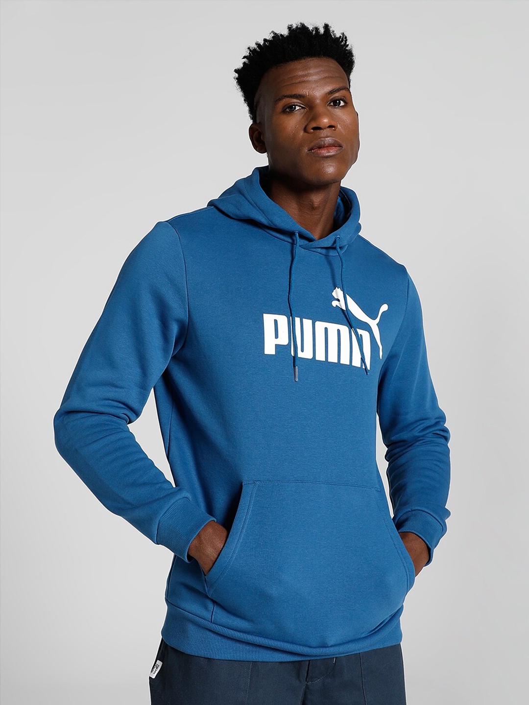 

Puma Men ESS Big Logo Printed Hoodie Sweatshirt, Blue
