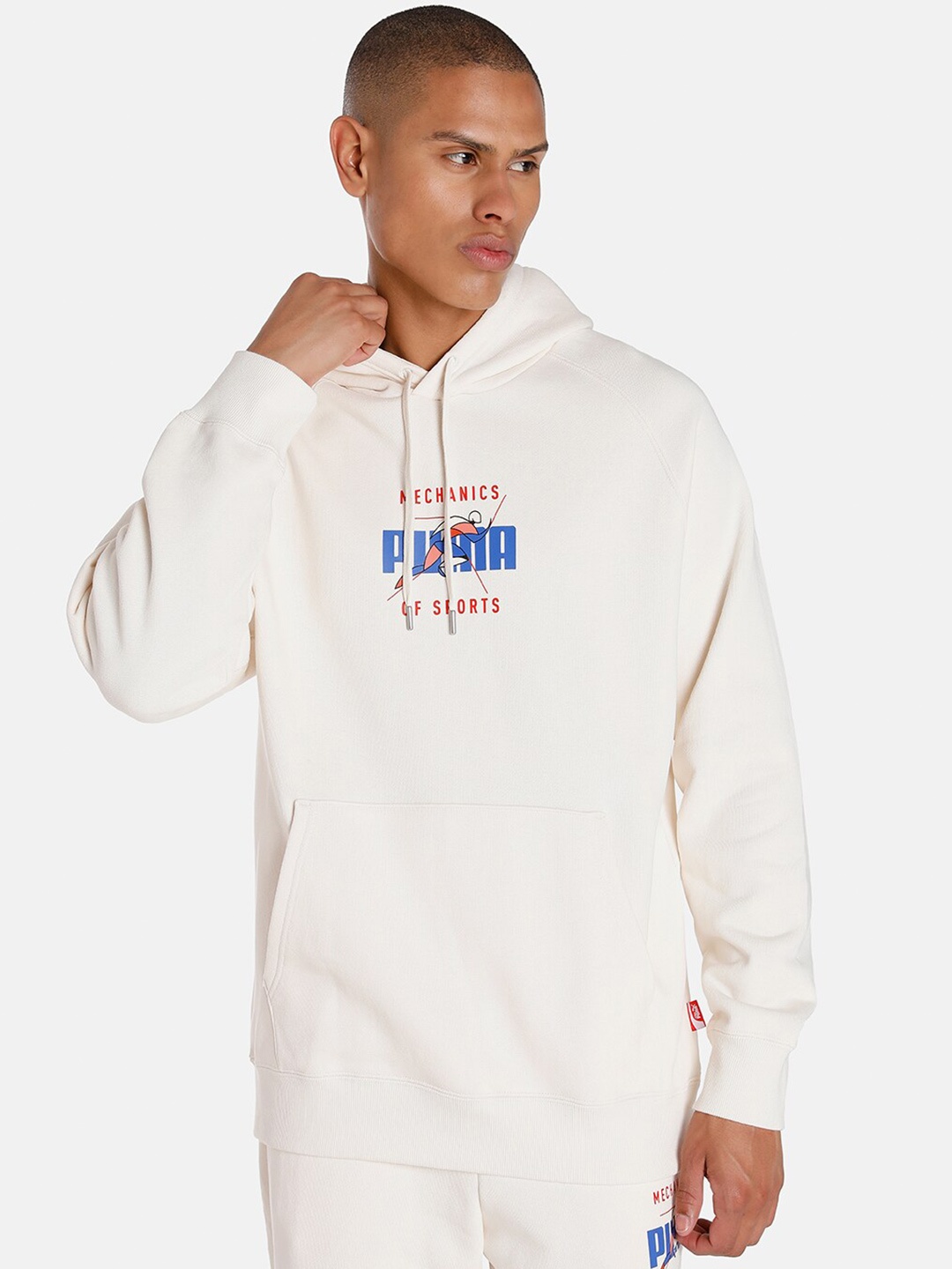 

Puma Track Meet Cotton Hooded Relaxed Fit Sustainable Sweatshirt, Off white