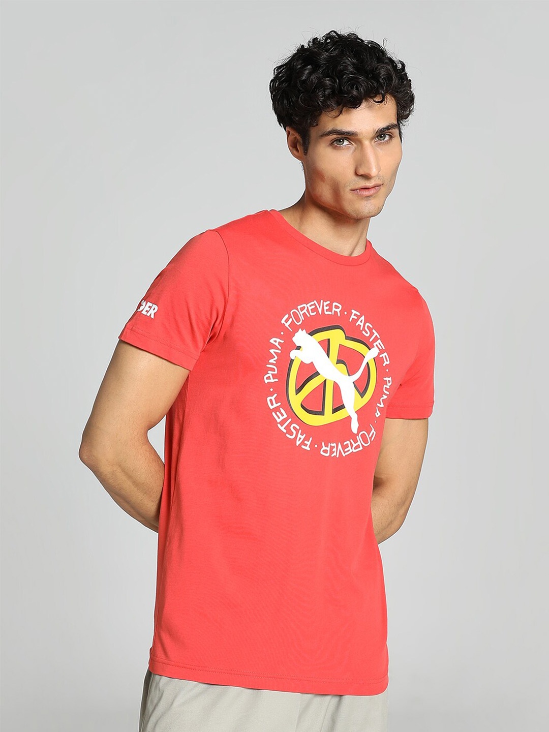 

Puma X1DER Men Slim Fit Graphic Printed Cotton T-Shirt, Red