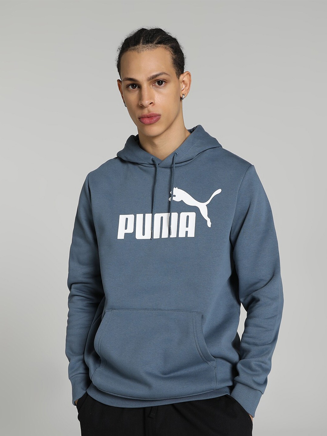 

Puma Men ESS Big Logo Cotton Hooded Sweatshirt, Blue