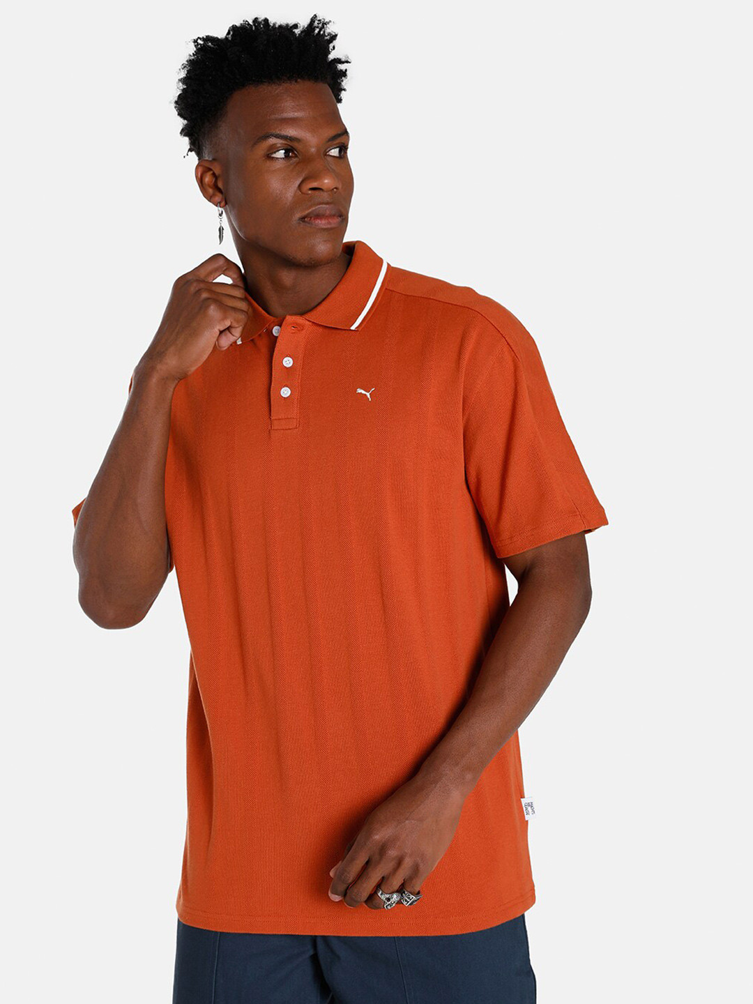 

Puma MMQ T7 Cotton Polo T-Shirt, Brown