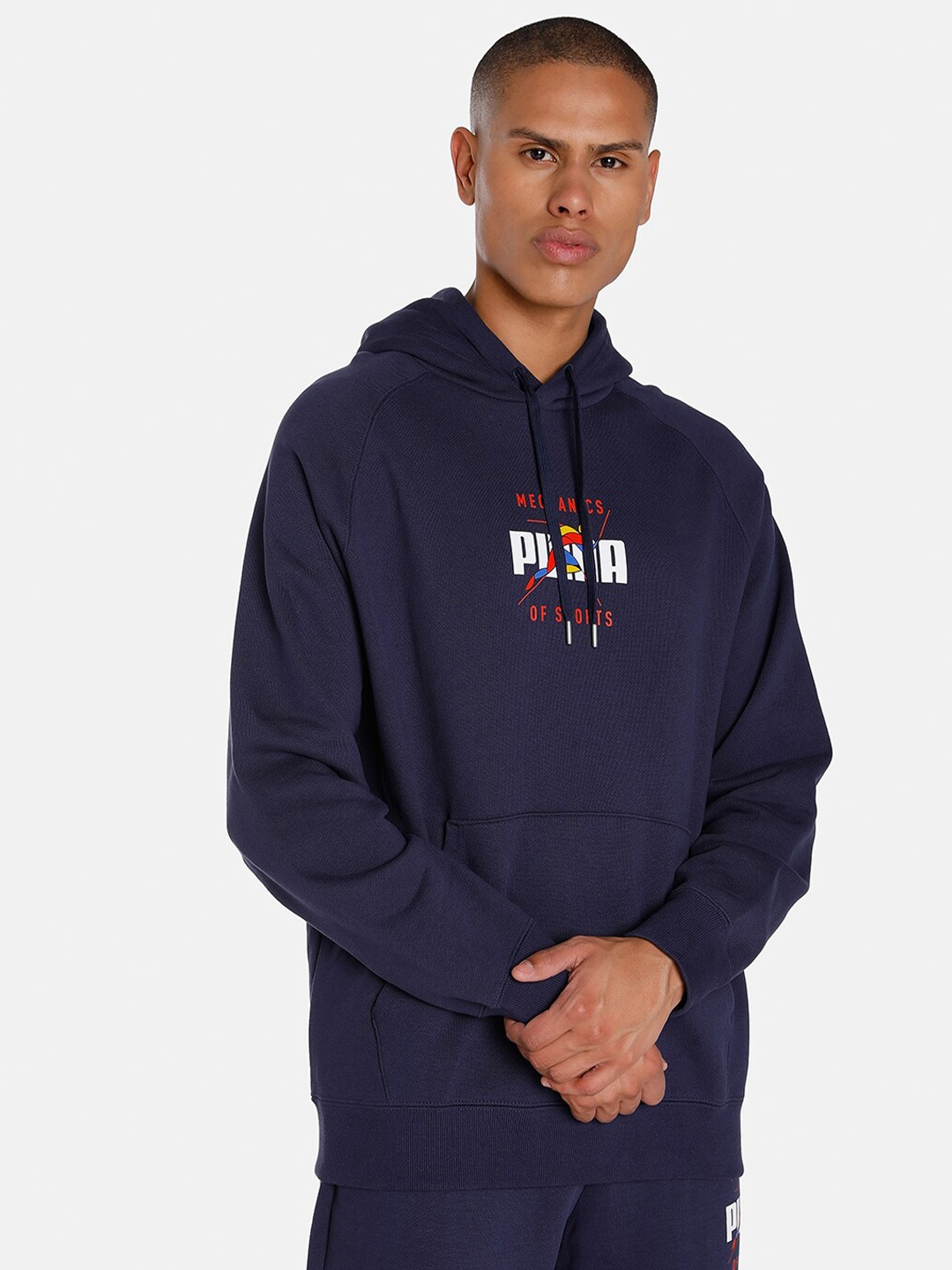 

Puma Track Meet Cotton Hooded Relaxed Fit Sustainable Sweatshirt, Navy blue