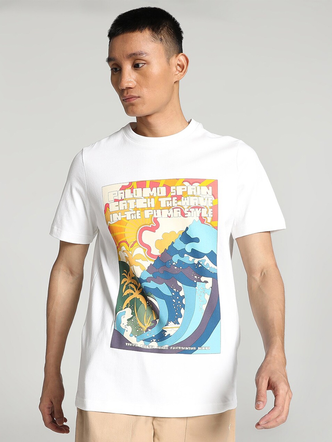 

Puma x PALOMO Graphic Printed Regular fit Cotton T-shirt, White