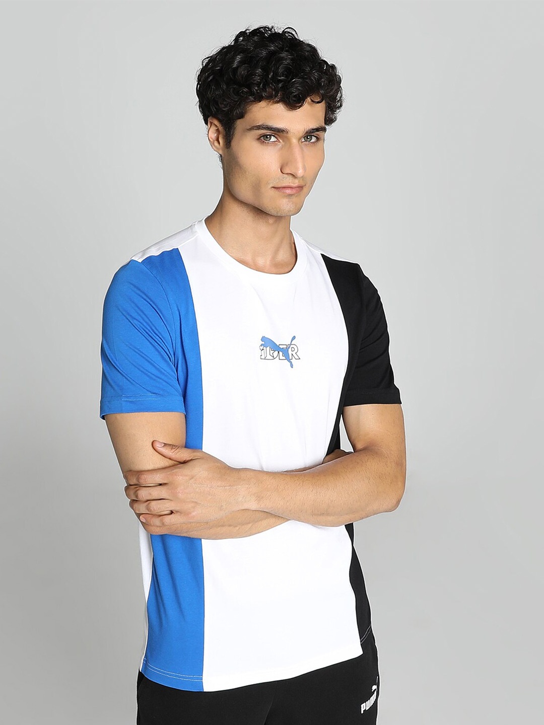 

Puma x1DER Men Colourblocked Regular Fit Cotton T-Shirt, White