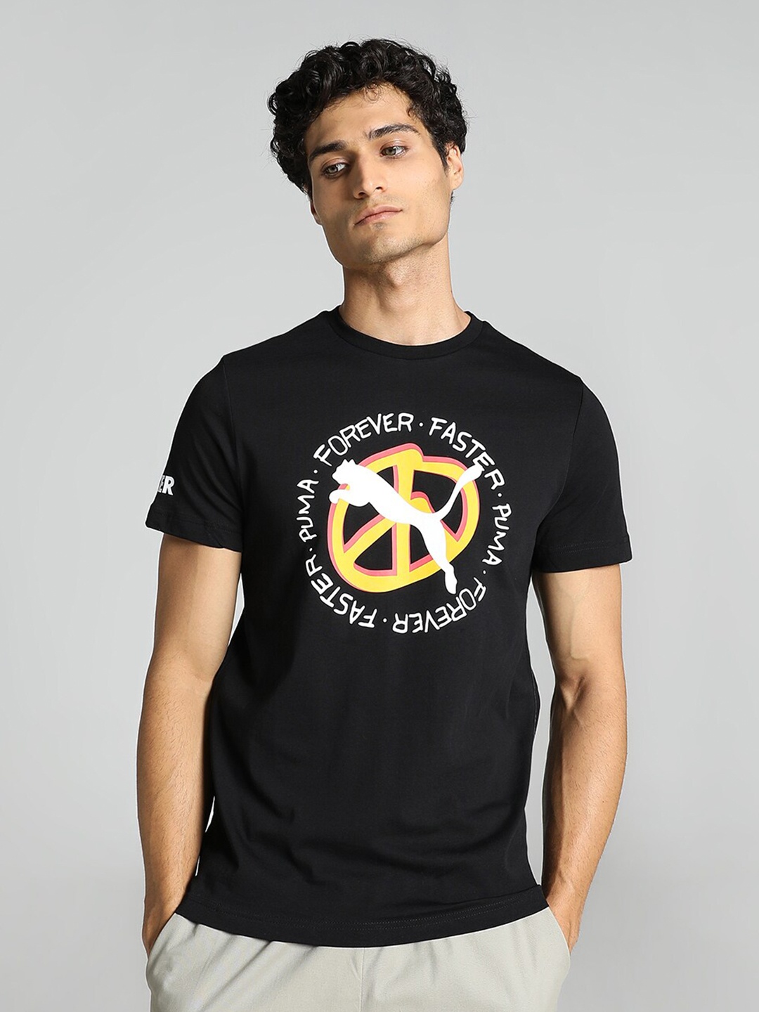 

Puma x1DER Graphic Printed Slim Fit Cotton T-Shirt, Black