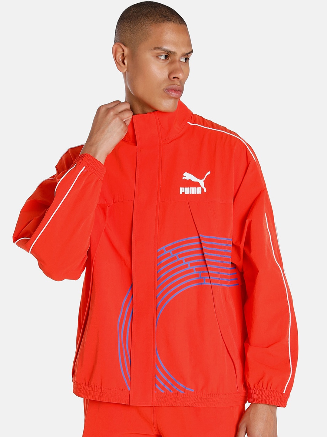 

Puma Men Track Meet T7 Outdoor Relaxed Fit Sporty Jacket, Red
