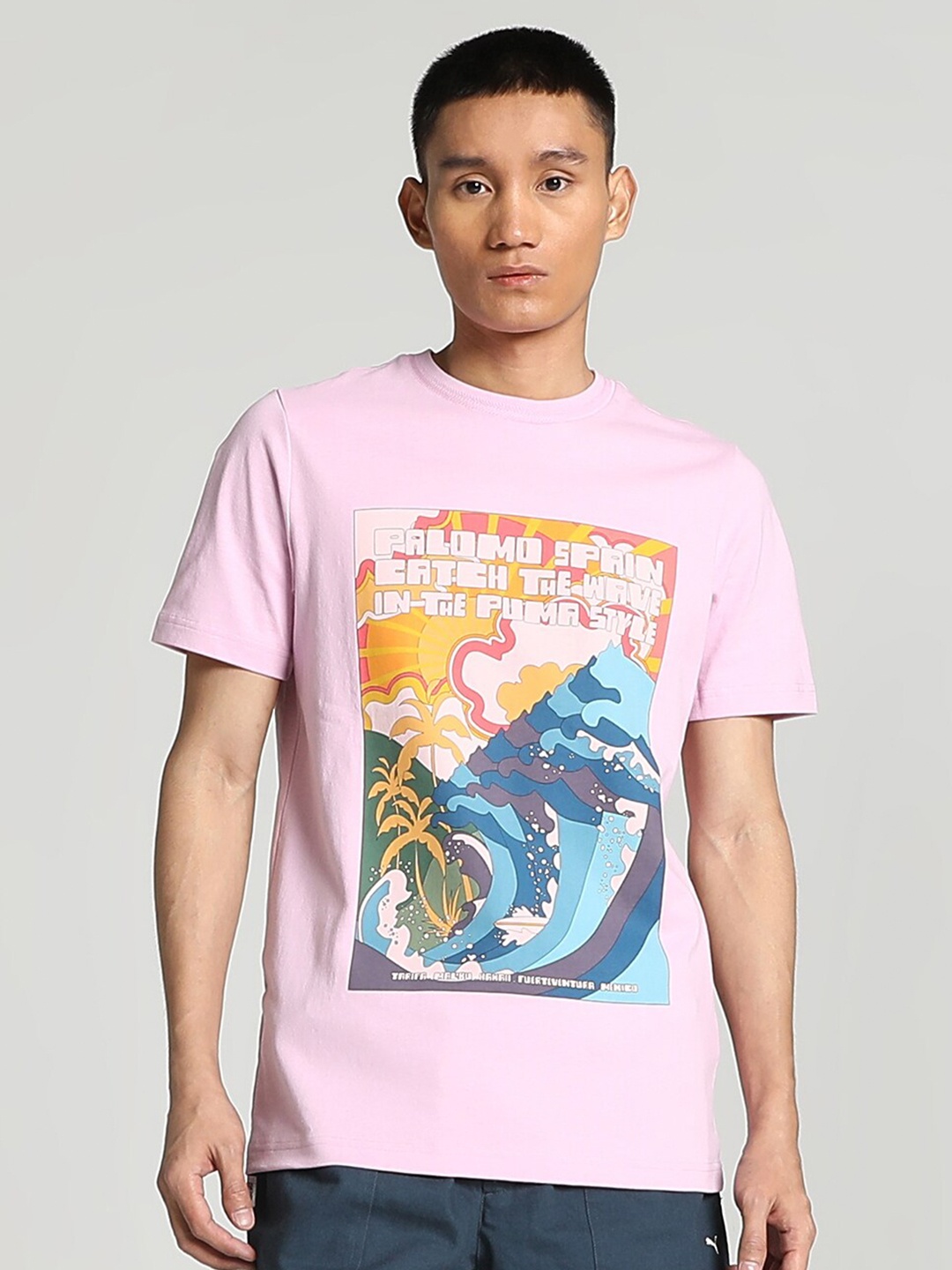 

Puma x PALOMO Men Graphic-Printed Cotton Regular Fit T-shirt, Pink