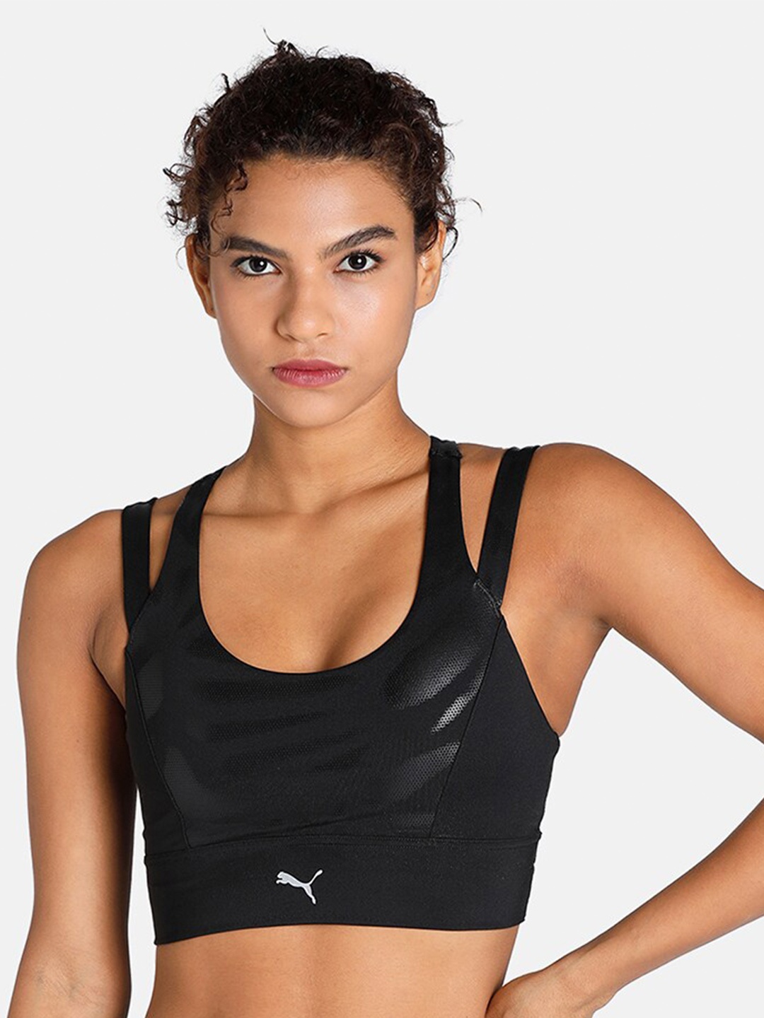 

Puma Nova Shine Eversculpt Logo Printed Workout Bra, Black