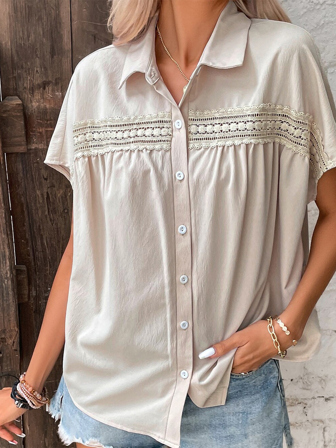 

BoStreet Extended Sleeves Casual Shirt, Beige