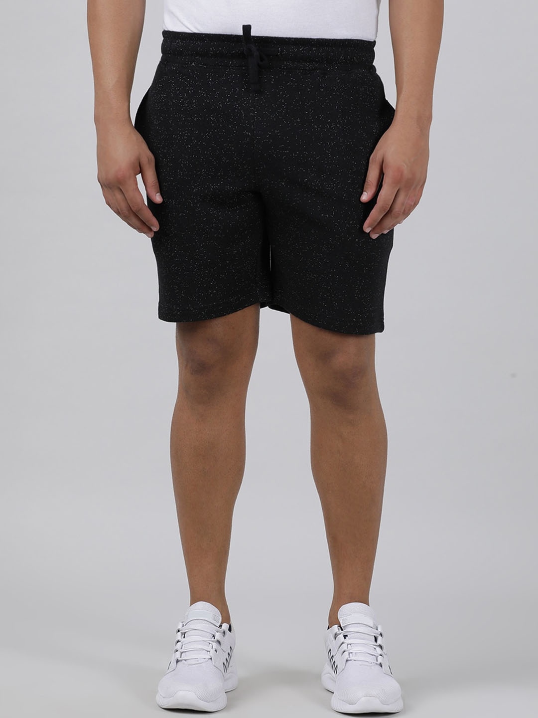 

Crocodile Men Mid-Rise Cotton Shorts, Black