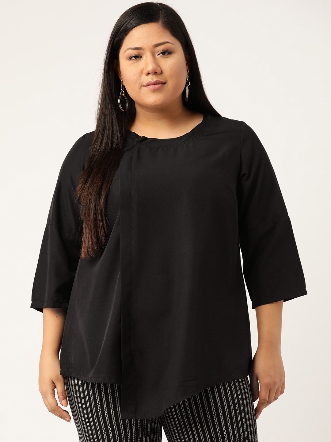 

theRebelinme Plus Size Layered Regular Top, Black