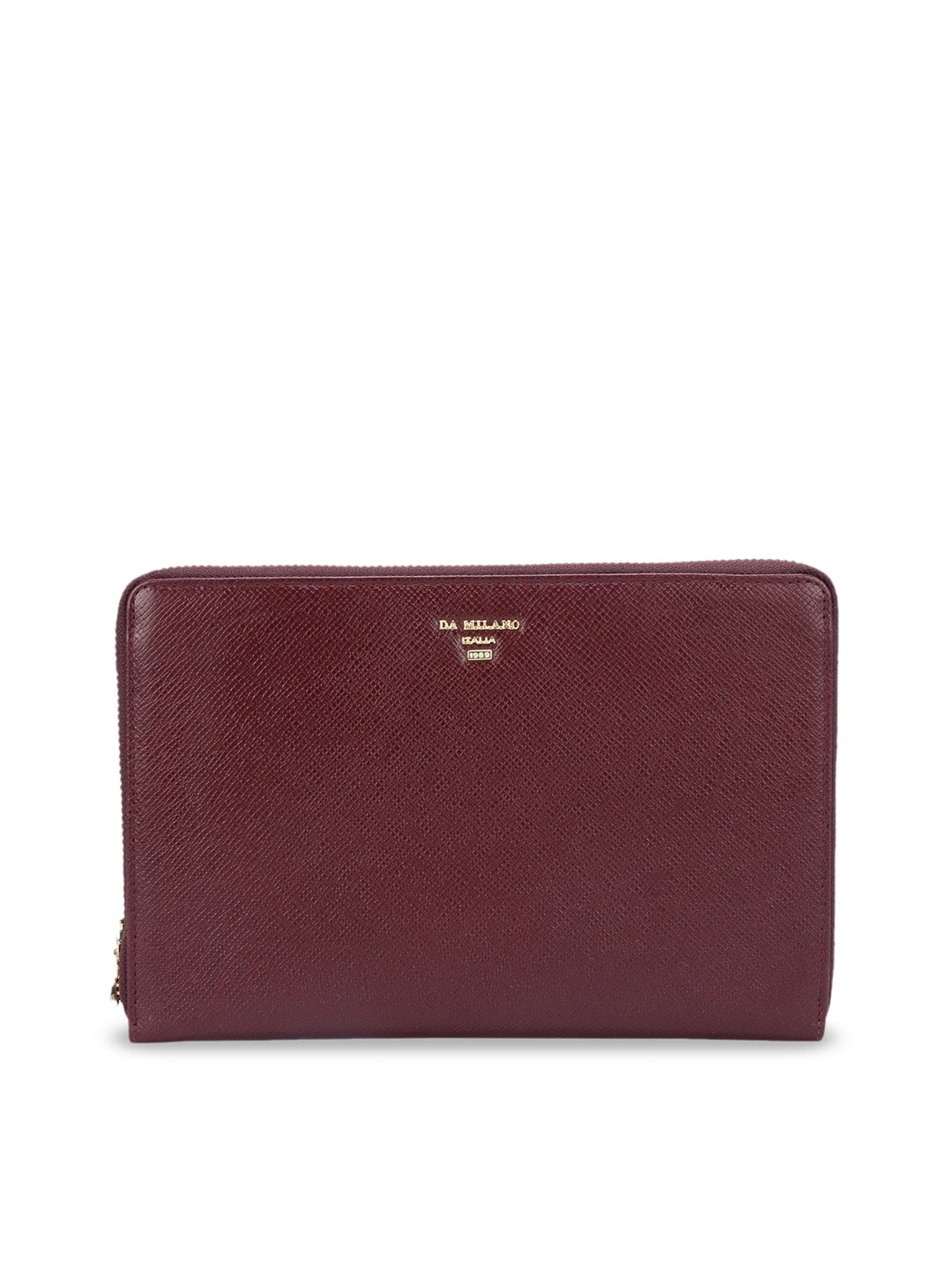 

Da Milano Women Abstract Textured Leather Zip Around Wallet, Maroon