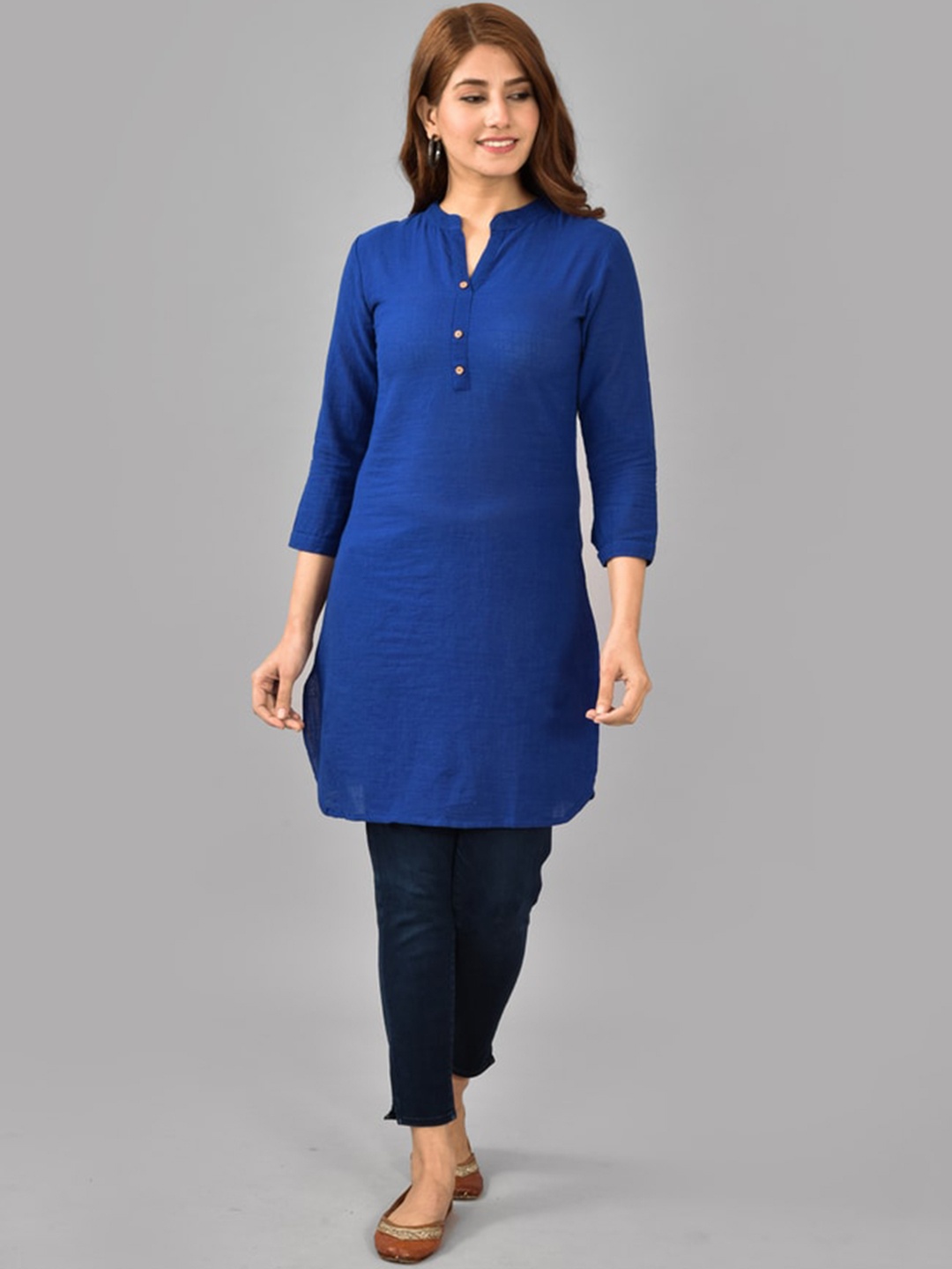 

KALINI Mandarin Collar Pathani Kurta, Blue