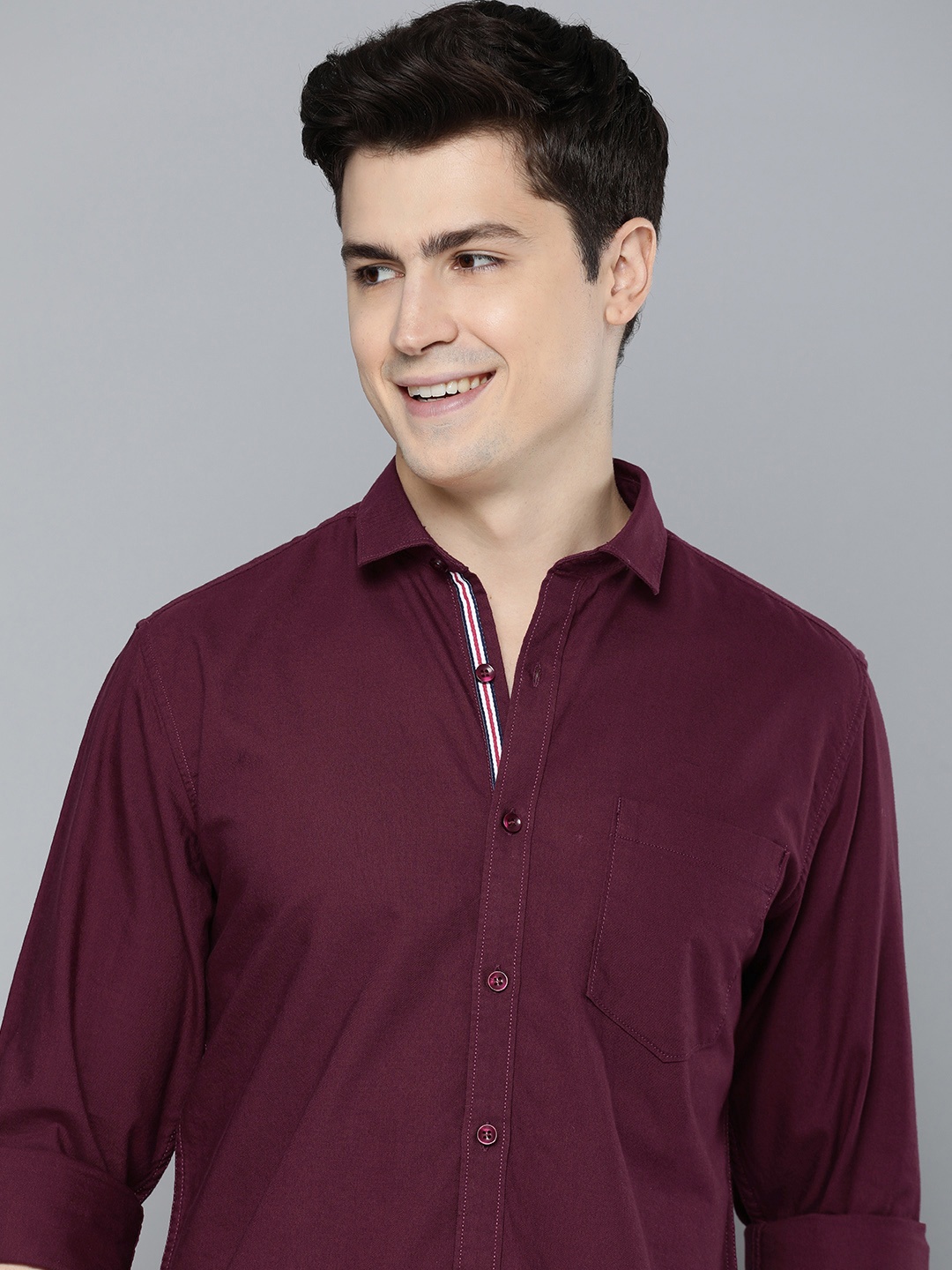 

Mast & Harbour Men Standard Opaque Casual Pure Cotton Shirt, Maroon