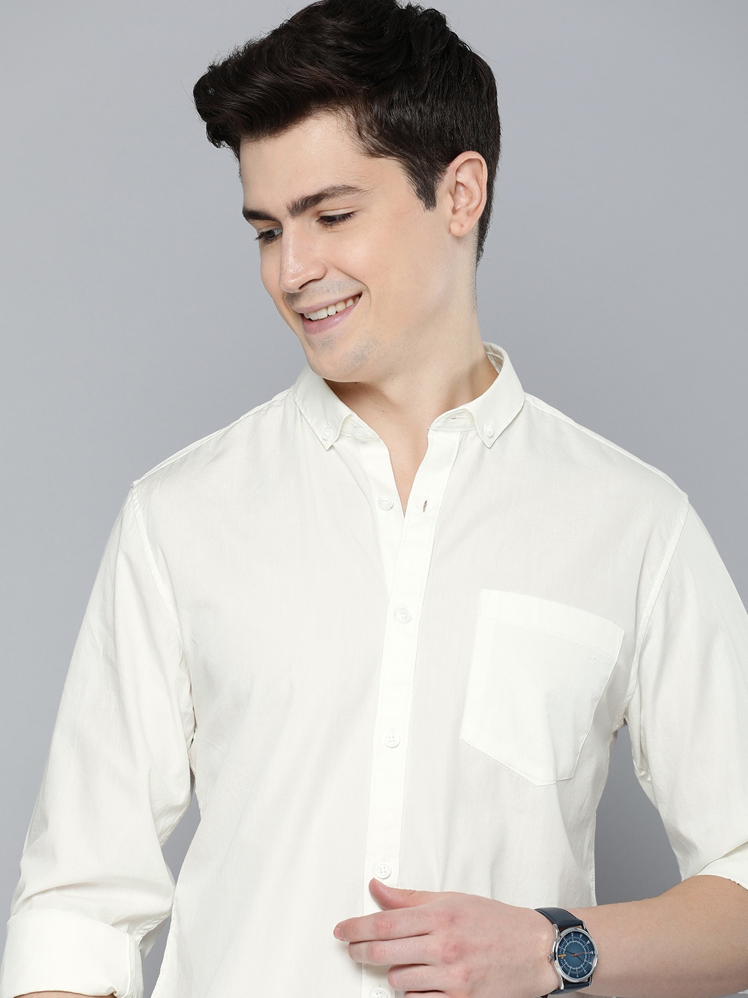 

Mast & Harbour Men Standard Opaque Casual Pure Cotton Shirt, White