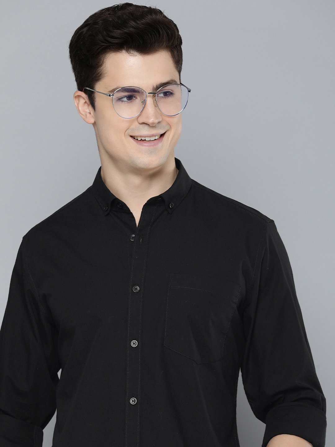 

Mast & Harbour Men Standard Opaque Casual Pure Cotton Shirt, Black