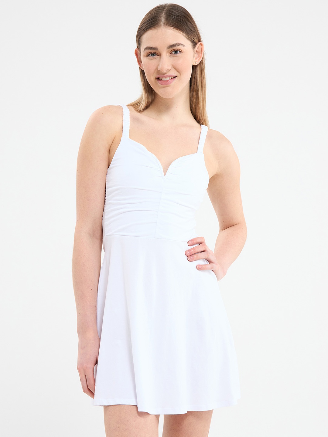 

TERRANOVA Solid A-Line Dress, White