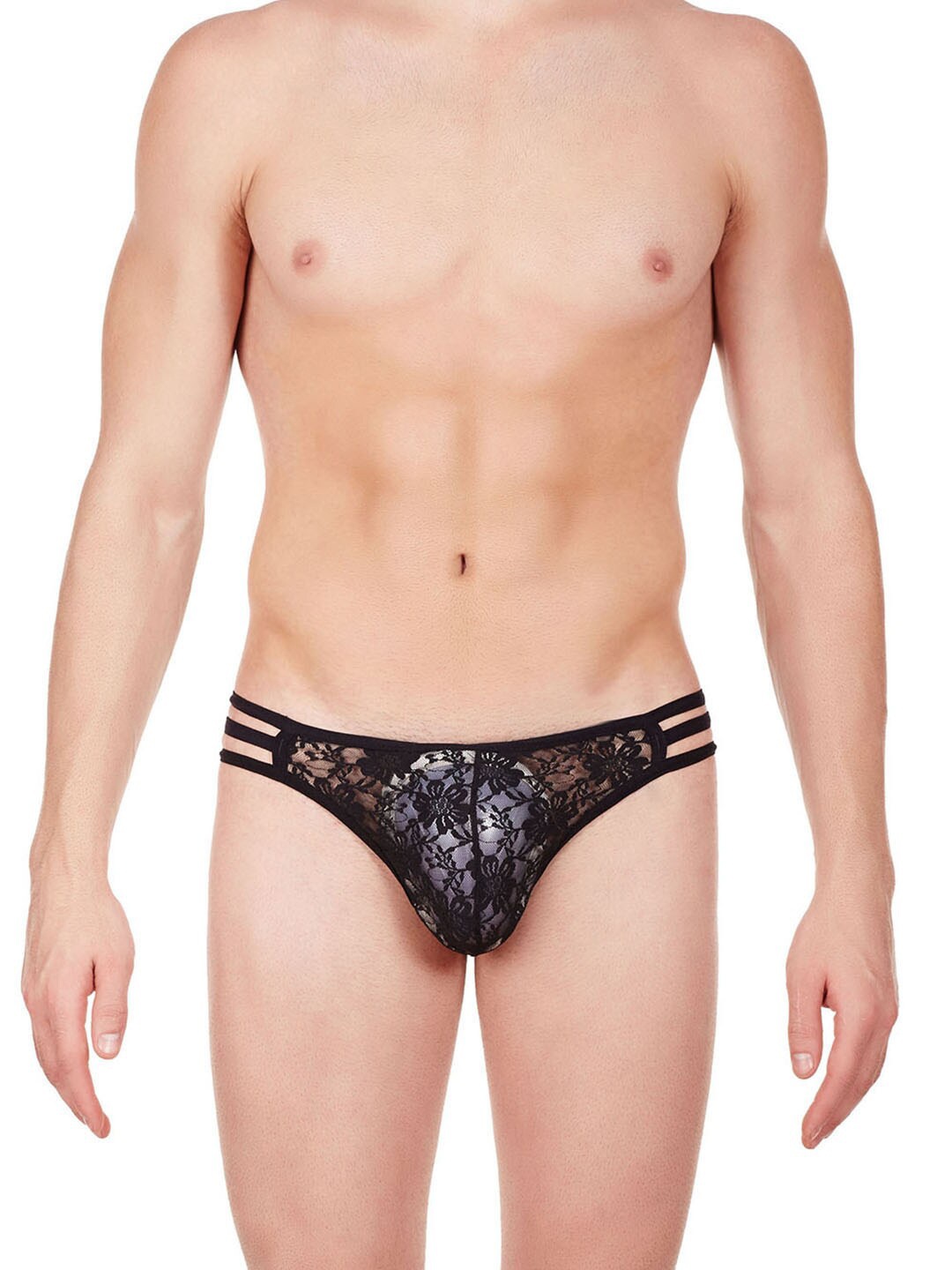 

La Intimo Self Design Mid-Rise Triple Lace G-String Thong LICD007, Black